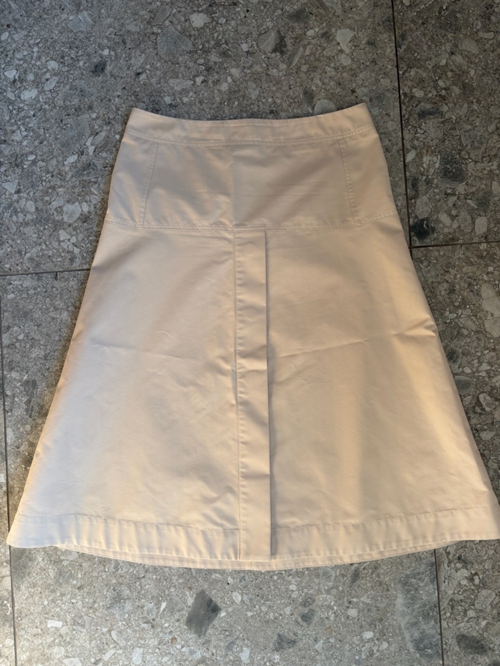 Cream A-Line Skirt with Front Panel Detail